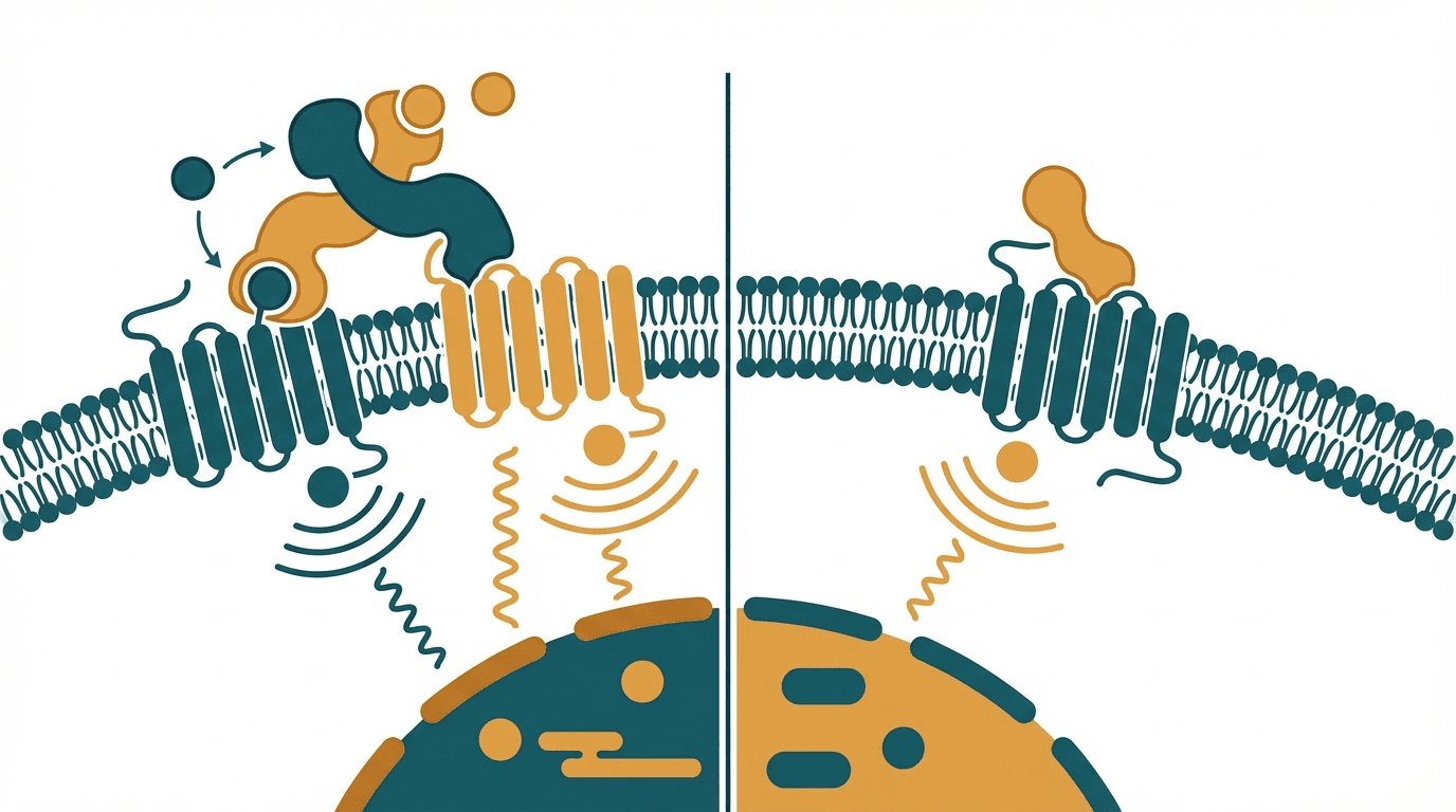 Side-by-side comparison diagram of Tirzepatide and Liraglutide mechanisms of action