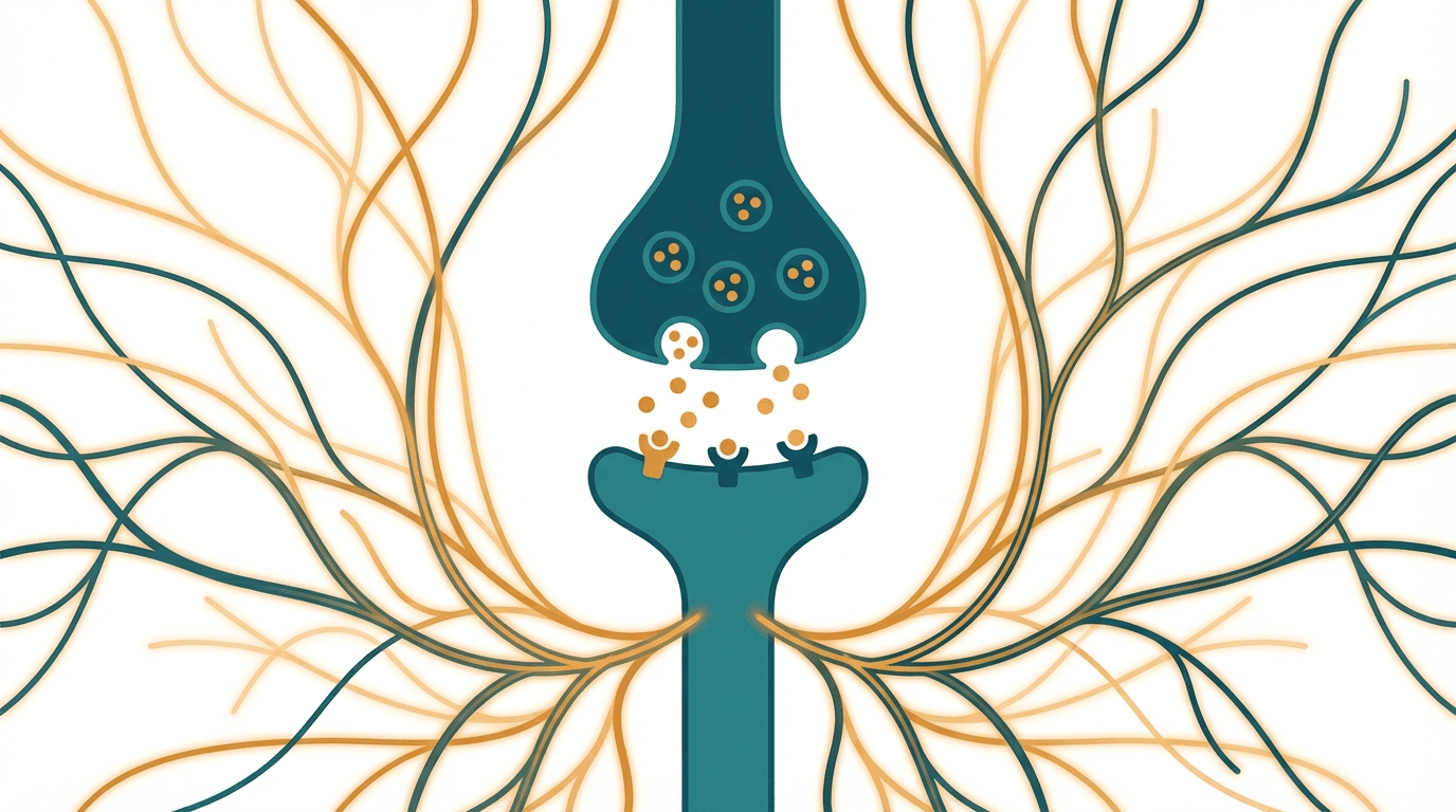 Scientific illustration representing cognitive enhancement and related peptide mechanisms