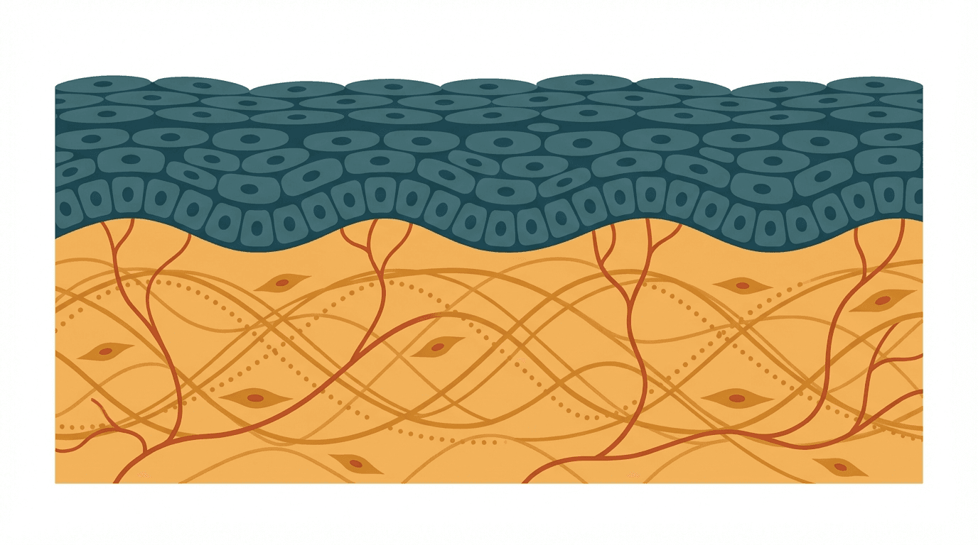 Scientific illustration representing skin health & rejuvenation and related peptide mechanisms