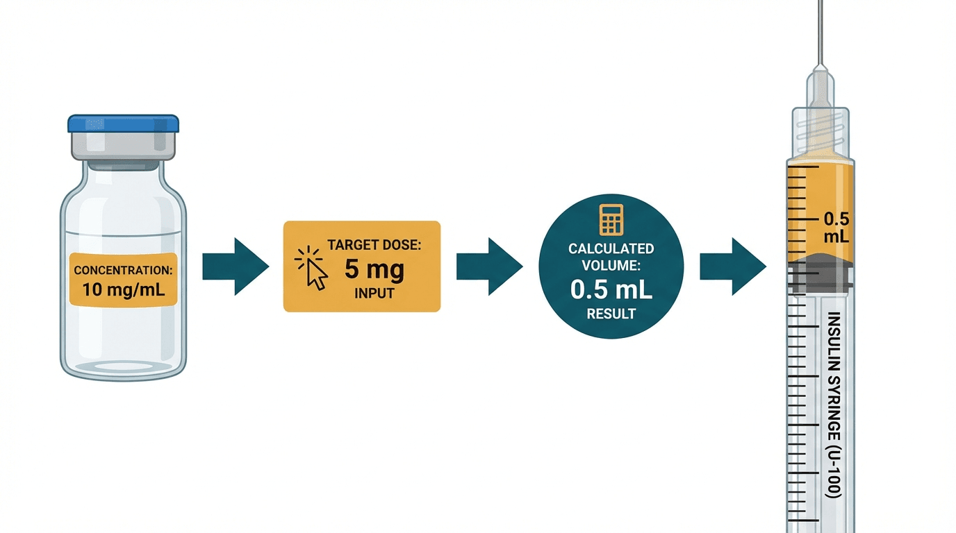 Flow diagram showing how the injection volume calculator works